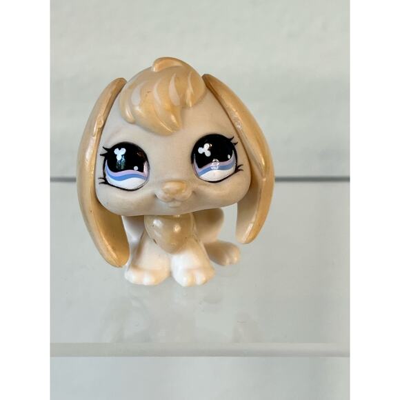 Littlest Pet Shop LPS Bunny Rabbit # 542 Beige & White Purple Eyes Lop Ears 2006 - Picture 1 of 4